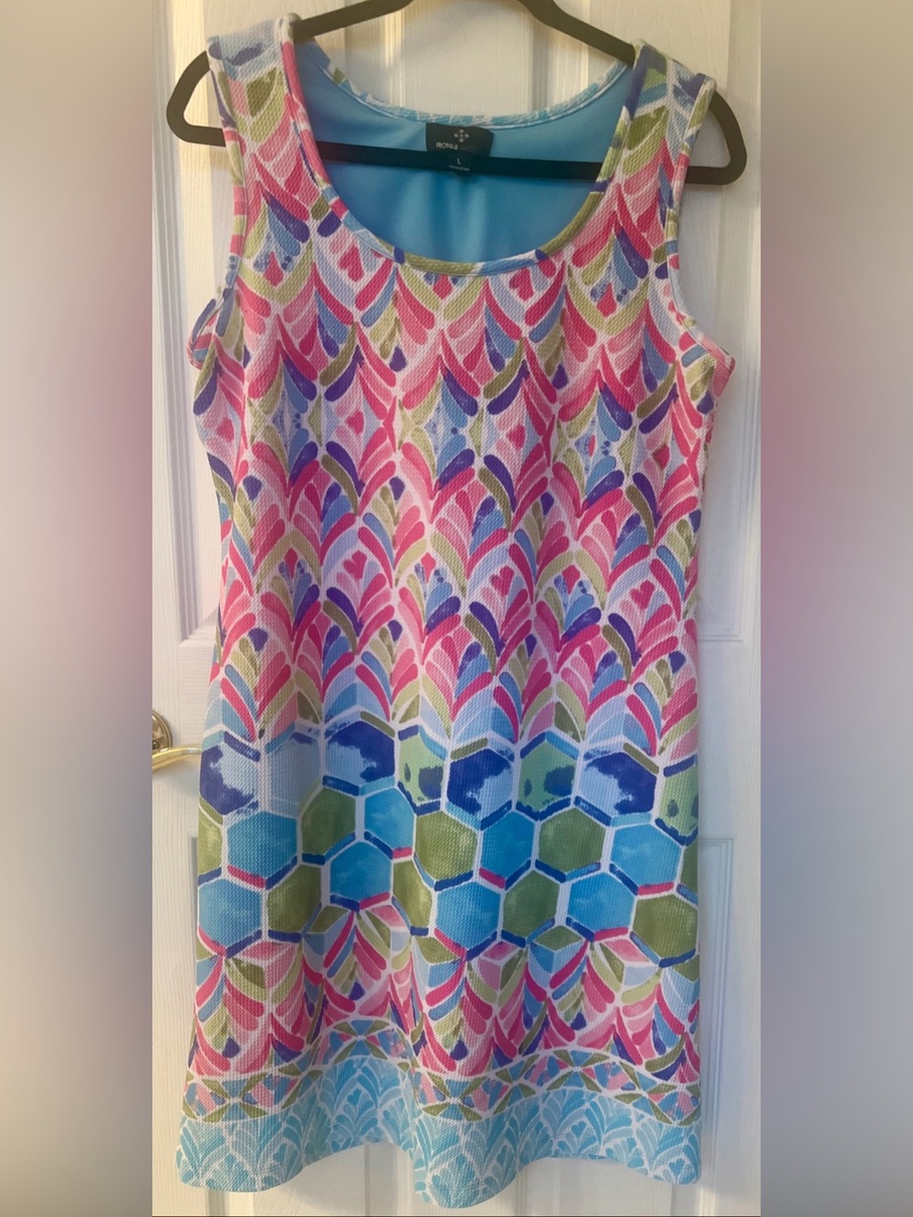 Ronni Nicole Multicolor Sleeveless Tank Dress - Pink, Blue & Green